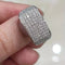 Micro Pave 18K White Gold Plated Iced Multi Row Cubic Zirconia Men Women Ring